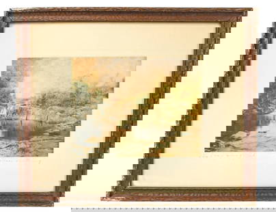 Wallace Nutting Signed Hand Colored Lithograph: Wallace Nutting Hand Colored Lithograph Signed and Titled An Overflowing Cup. Framed measures 15 inches x 18 inches, art measures 8 inches x 9 inches. In period frame that shows wear.