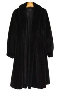 Woman's Brown Ranch Mink Full Length Coat: Flemington Furs Woman's Brown Ranch Mink Full Length Coat Measures 46 inches long, 19 inches across the shoulders with 24 inch long sleeves. Hem is currently pinned, and there is no closing mechanism