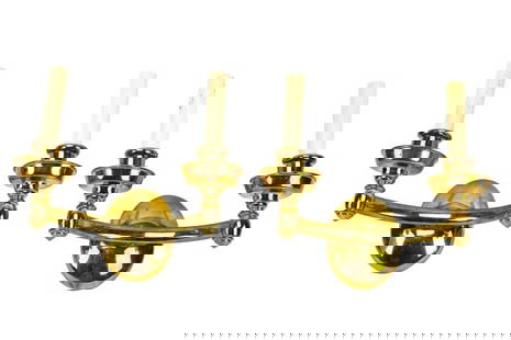 Pair Italian Art Deco Brass Double Light Sconces: Pair Italian Art Deco Brass Double Light Sconces. Measure 11 inches x 12 inches x 6 inches