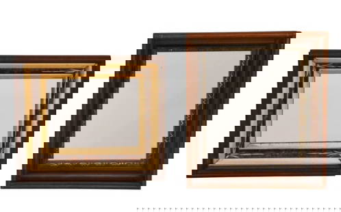 2 Antique Eastlake Carved Painted Mirrored Frames: 2 Antique Eastlake Carved and Painted Mirrored Frames with Inner Frames. Larger measures 16 inches x 14 inches, with a 12 inches x 10 inch mirror. Smaller measures 15 inches x 13 inches, with an 8 inc