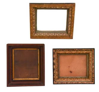 3 Antique Eastlake Carved and Painted Frames: 3 Antique Eastlake Carved and Painted Frames with Glass. Both measure 14 inches x 12 inches, with approximately 8 inch x 10 inch openings.