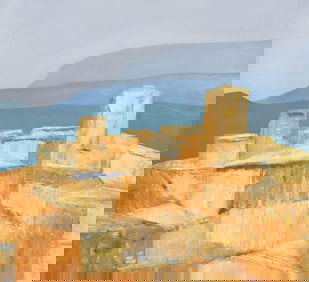 Roger Muhl Acrylic Painting Village Ochre