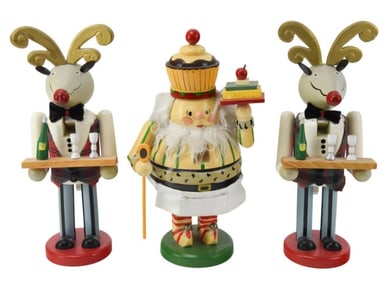 3 Vintage Hand Painted Christmas 12" Nutcrackers