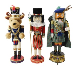 3 Vintage Hand Painted Christmas 18" Nutcrackers