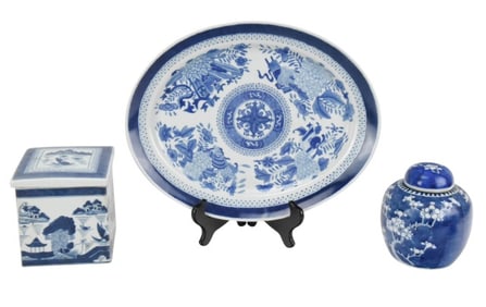 3 Chinese Porcelain Canton Serving Pieces