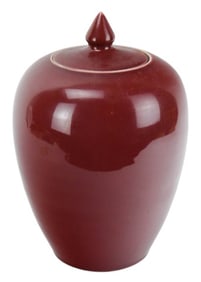 Chinese Porcelain Ox Blood Lidded Jar