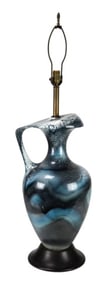 Mid C Vallauris Large Drip Glaze Ceramic Lamp