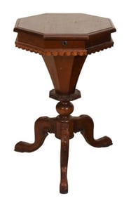Victorian Hand Carved Trumpet Sewing Table