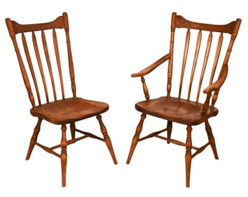 6 Antique Carved Cushman Colonial Dining Chairs