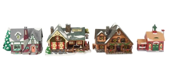 4 Department 56 Snow Village Christmas Buildings