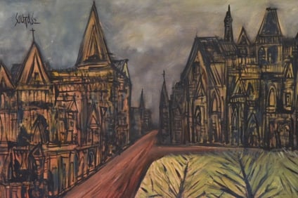Francis Newton Souza Untitled Acrylic City Scape
