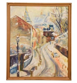 Georgette Chen Signed Oil Painting City Street
