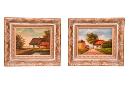 Pair H. Wester Signed Dutch School Oil Paintings