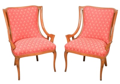 Pair French Empire Custom Upholstered Side Chair