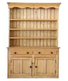 Antique Step-Back Pine Buffet Cabinet