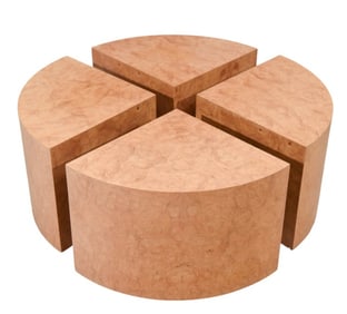 Paul Mayen Burl Finish Wedge Shaped Coffee Table