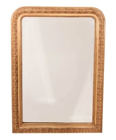 Antique Gold Leaf Gilded Frame Beveled Mirror
