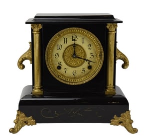 Antique Wm Gilbert Clock Co. Lacquer Mantel Clock