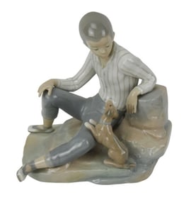Vintage 1970 Lladro Porcelain Figure Boy Beagle