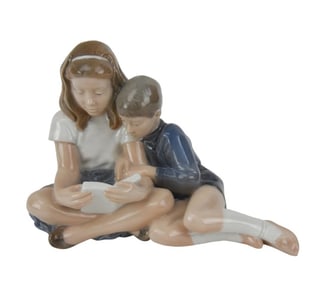 Vintage 1970's Royal Copenhagen Statue Boy & Girl