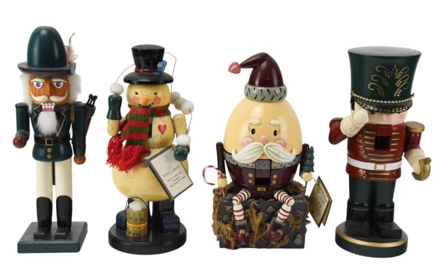 4 Vintage Hand Painted Christmas 14" Nutcrackers: 4 Vintage Hand Painted Christmas 14 Inch Nutcrackers in a Variety of Styles.