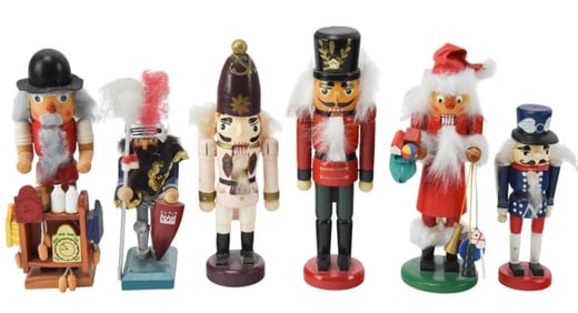 6 Vintage Hand Painted Christmas 4" Nutcrackers