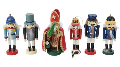 6 Vintage Hand Painted Christmas 3" Nutcrackers