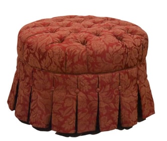 Ethan Allen Custom Upholstered Tufted Skirted Poof