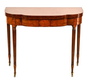 Federal Satinwood Inlaid Fold Top Card Table