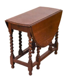 Antique Carved English Oak Gate Leg Table