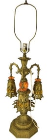 Vintage Bohemian Glass 3 Arm Shade Table Lamp