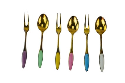 6 Frigast Danish Gold Plated Guilloche Utensils