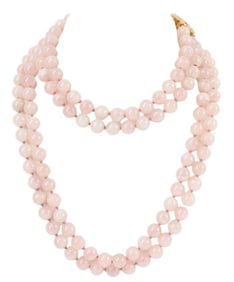 Judith Leiber Rose Quartz Double Strand Necklace