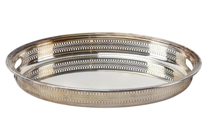 Silver Plate Reticulated Oval Serving Tray