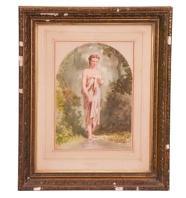 Richard Cosway Watercolor Painting Woman Bathing