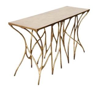 Made Goods Aldrich Console in Antique Gold
