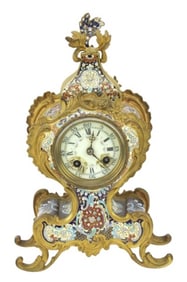 Antique Champleve Enamel Mantle Clock