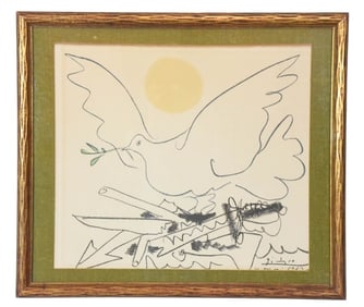 Pablo Picasso Lithograph Dove of Peace Dated 1962