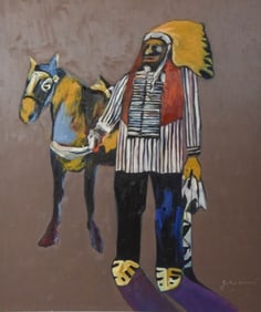 Fritz Scholder Oil Painting Indian and Horse