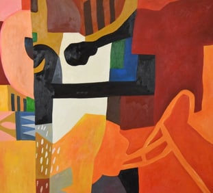 After Dia Azzawi Acrylic Abstract Composition Painting