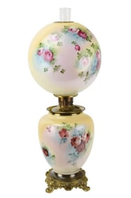 Large Antique Larkin Double Glass Oil Lamp