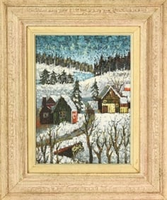 Alfred J. Haller Singed Oil Painting Winter