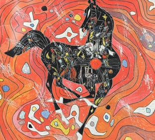 Tiefeng Jiang Signed Screenprint w Paint Horse