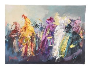 Mario Gianello Signed Oil Painting Mardi Gras