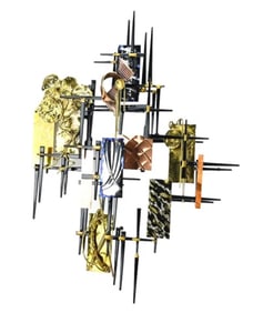 Ray H. Berger Mixed Metal Brutalist Wall Sculpture