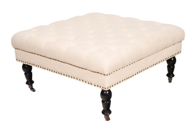 Chesterfield Style Custom Upholstered Ottoman (1 of 11)