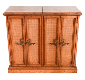 Mid Century Bamboo and Rattan Extendable Bar Cart