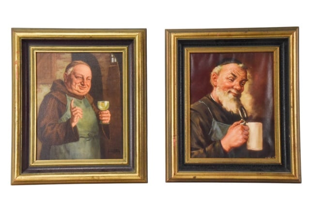 Pair Drinking Friars Framed Giclees Faust, Einbech (1 of 13)