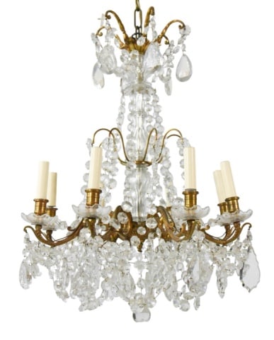 Louis XVI Style Brass and Crystal Chandelier