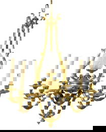 French Empire Style Gilt Bronze 6 Light Chandelier